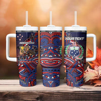 Personalised Samoa Wrestling Tumbler With Handle Polynesian Warrior Funny Style - Polynesian Pride