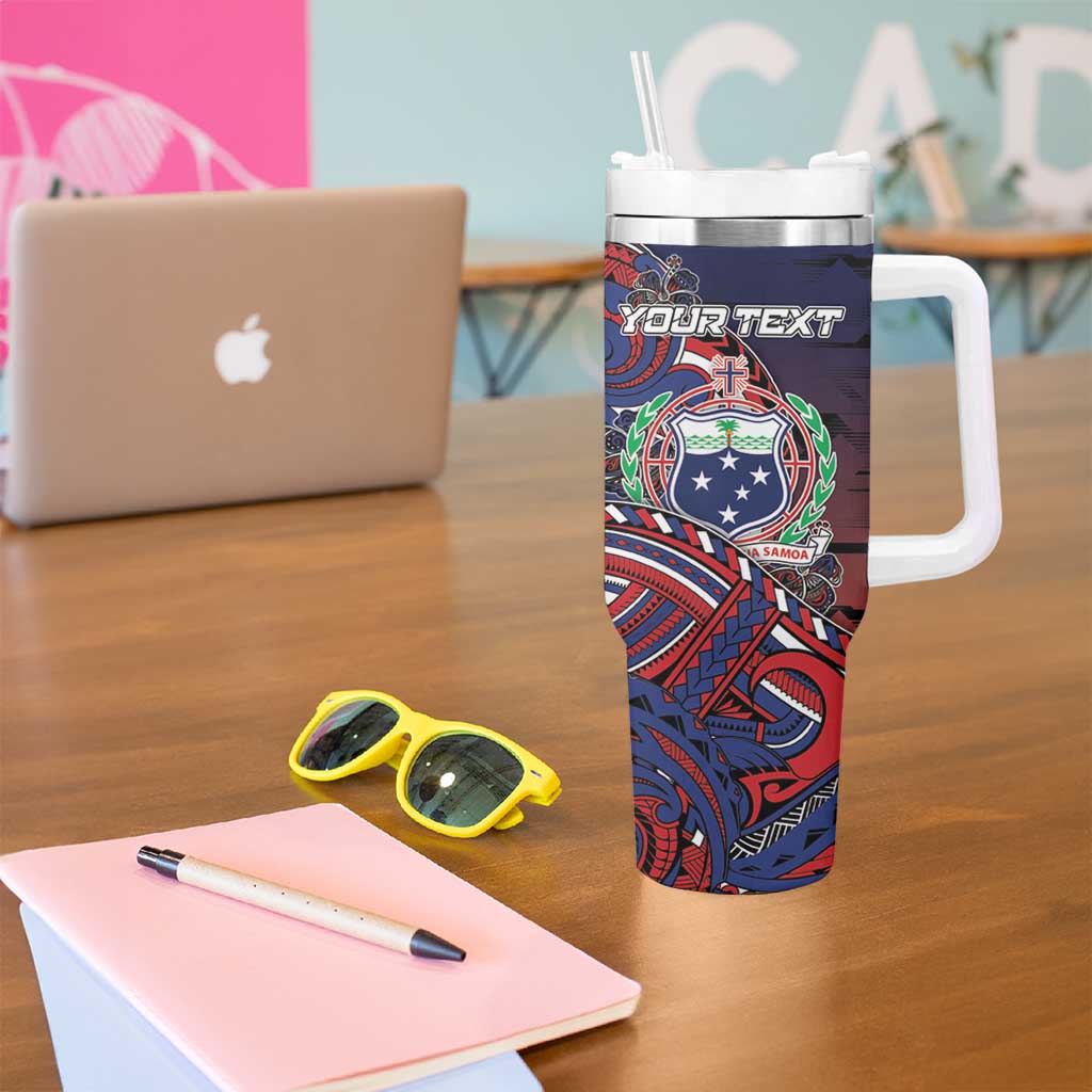 Personalised Samoa Wrestling Tumbler With Handle Polynesian Warrior Funny Style - Polynesian Pride