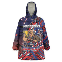 Personalised Samoa Wrestling Wearable Blanket Hoodie Polynesian Warrior Funny Style - Polynesian Pride