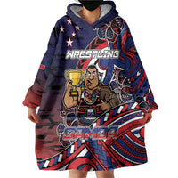 Personalised Samoa Wrestling Wearable Blanket Hoodie Polynesian Warrior Funny Style - Polynesian Pride
