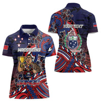 Personalised Samoa Wrestling Women Polo Shirt Polynesian Warrior Funny Style - Polynesian Pride