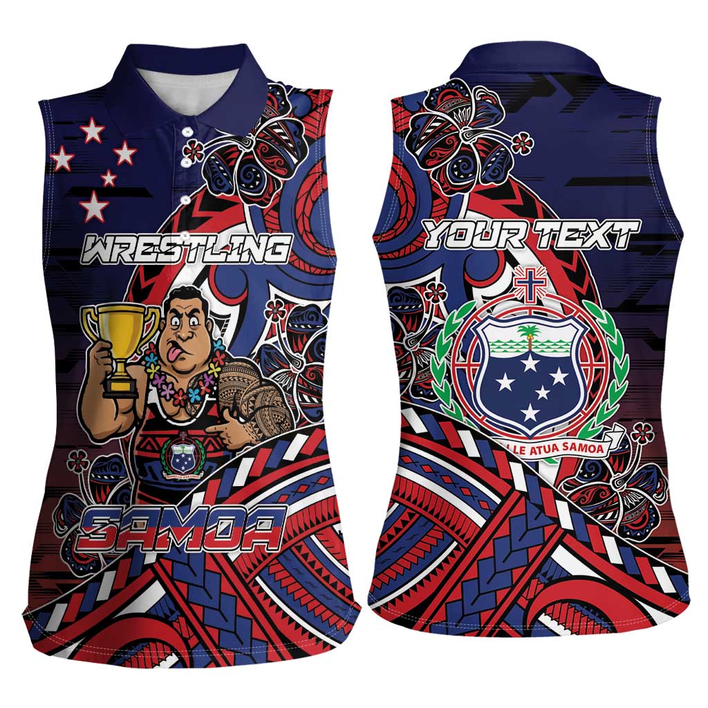 Personalised Samoa Wrestling Women Sleeveless Polo Shirt Polynesian Warrior Funny Style - Polynesian Pride