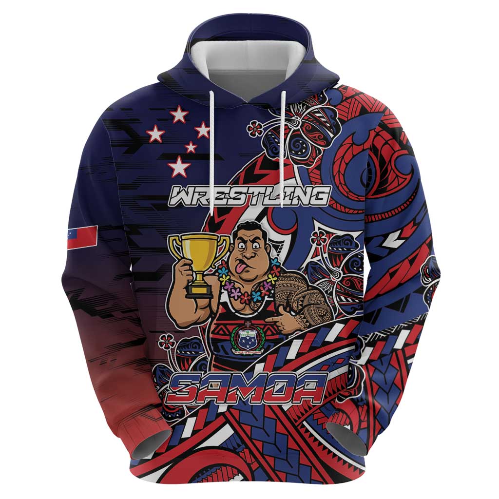 Personalised Samoa Wrestling Zip Hoodie Polynesian Warrior Funny Style - Polynesian Pride