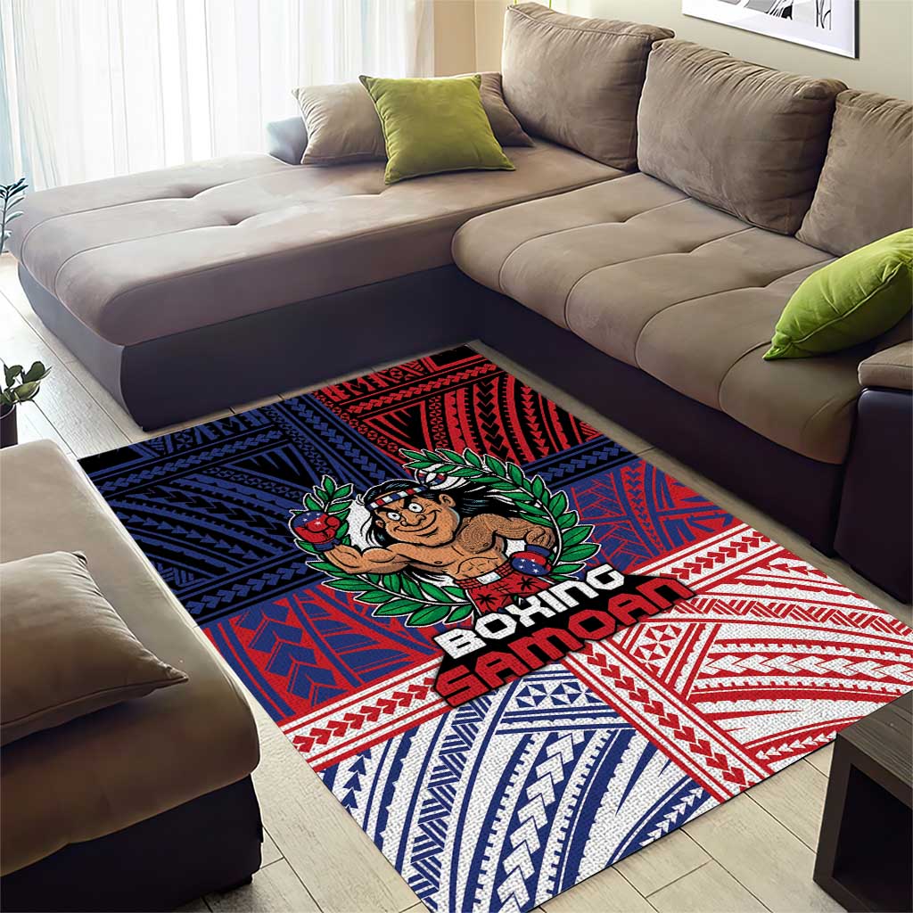 Samoa Boxing Area Rug Samoan Boxer Funny Style DT05 - Polynesian Pride