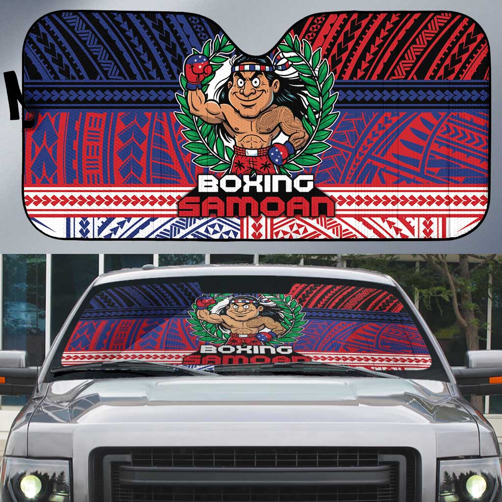 Samoa Boxing Auto Sun Shade Samoan Boxer Funny Style DT05 Red - Polynesian Pride