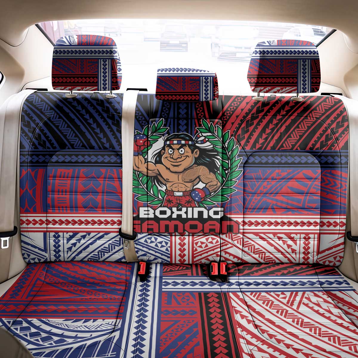 Samoa Boxing Back Car Seat Cover Samoan Boxer Funny Style DT05 - Polynesian Pride