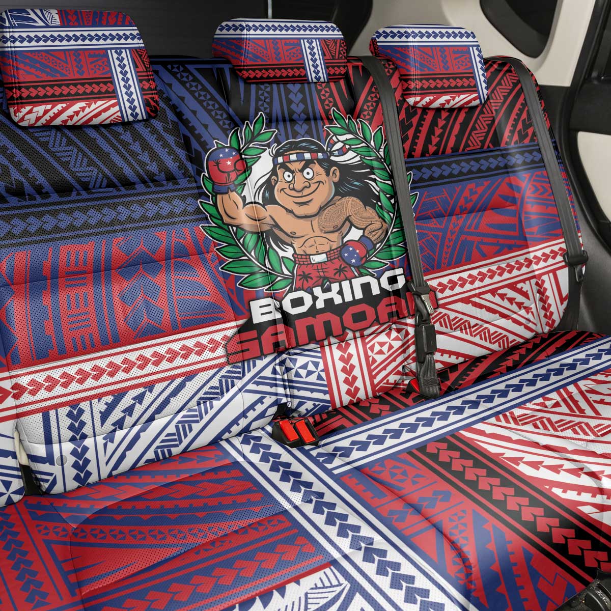 Samoa Boxing Back Car Seat Cover Samoan Boxer Funny Style DT05 - Polynesian Pride