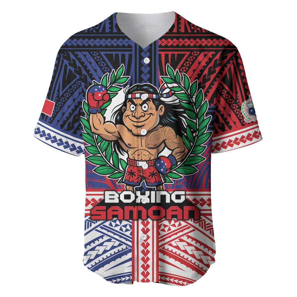 Personalised Samoa Boxing Baseball Jersey Samoan Boxer Funny Style DT05 Red - Polynesian Pride