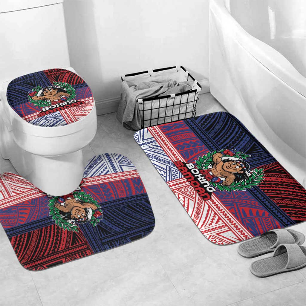 Samoa Boxing Bathroom Set Samoan Boxer Funny Style DT05 Mat Set Only (3 pcs) One Size Red - Polynesian Pride