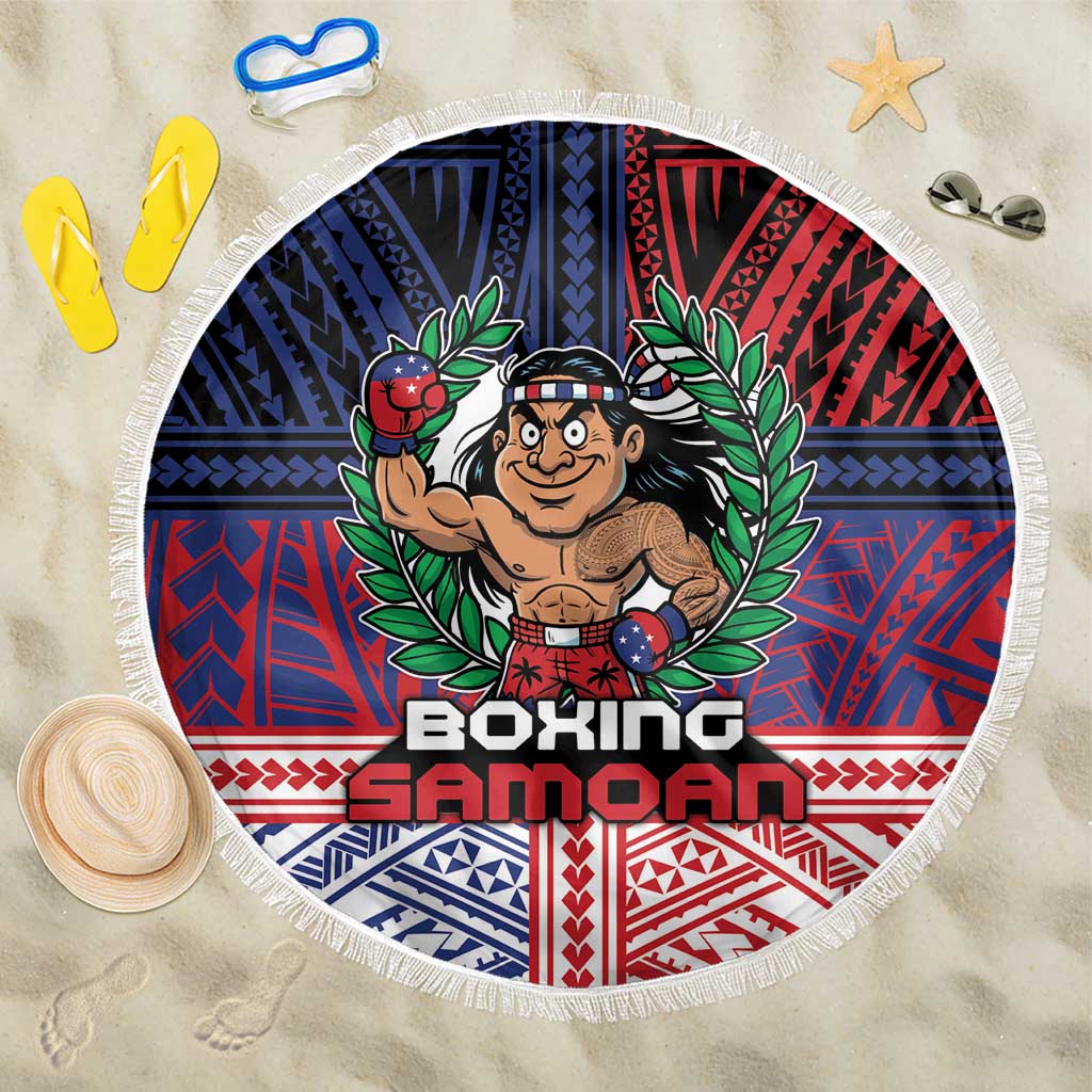Samoa Boxing Beach Blanket Samoan Boxer Funny Style DT05 One Size 150cm Red - Polynesian Pride