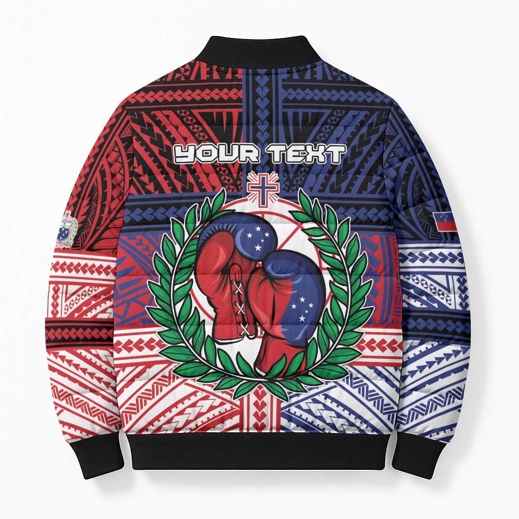 Personalised Samoa Boxing Bomber Puffer Jacket Samoan Boxer Funny Style - Polynesian Pride