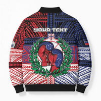 Personalised Samoa Boxing Bomber Puffer Jacket Samoan Boxer Funny Style - Polynesian Pride