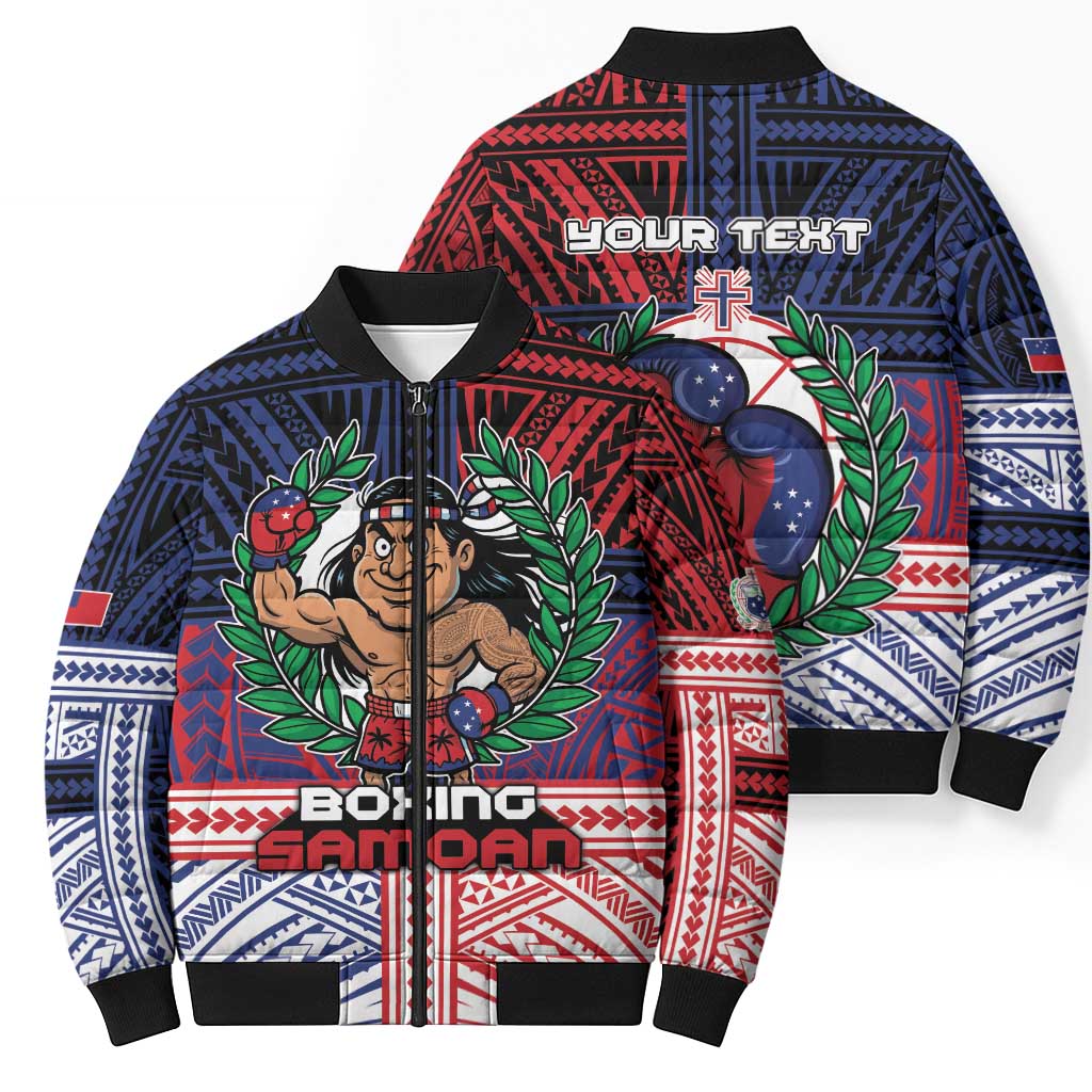 Personalised Samoa Boxing Bomber Puffer Jacket Samoan Boxer Funny Style - Polynesian Pride