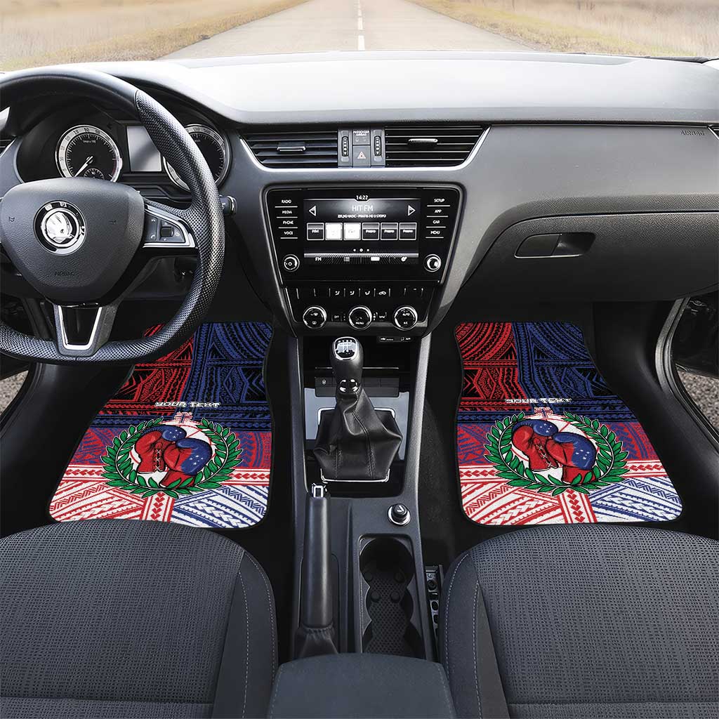 Personalised Samoa Boxing Car Mats Samoan Boxer Funny Style DT05 Set 2pcs - Front Red - Polynesian Pride