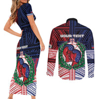Personalised Samoa Boxing Couples Matching Short Sleeve Bodycon Dress and Long Sleeve Button Shirt Samoan Boxer Funny Style - Polynesian Pride