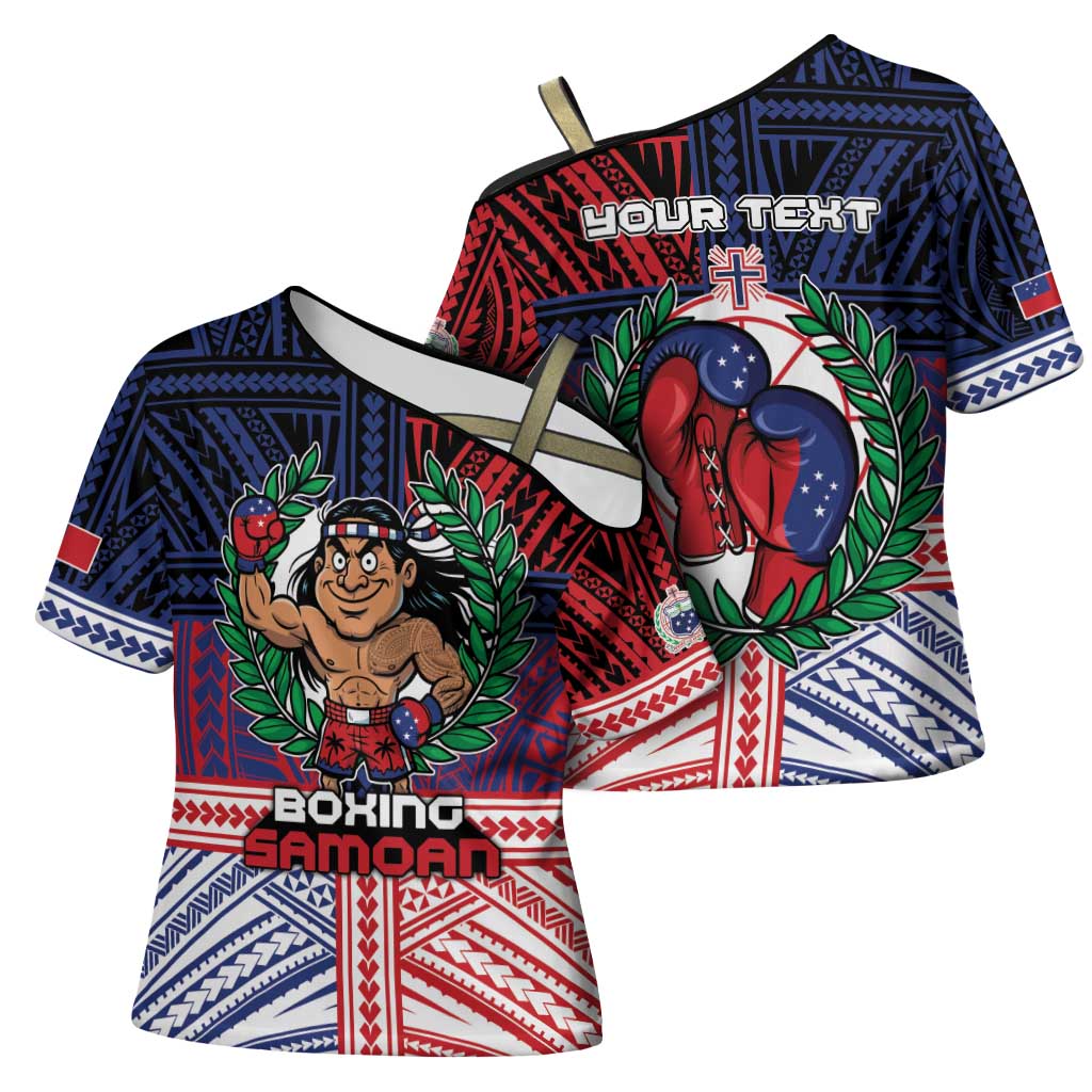 Personalised Samoa Boxing Cross Shoulder Shirt Samoan Boxer Funny Style DT05 - Polynesian Pride