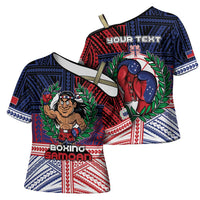 Personalised Samoa Boxing Cross Shoulder Shirt Samoan Boxer Funny Style DT05 - Polynesian Pride