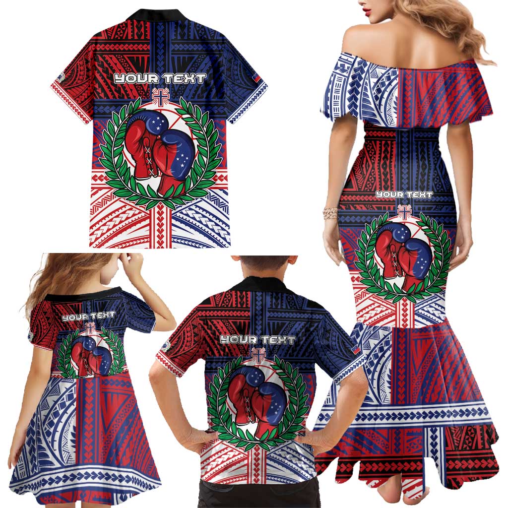 Personalised Samoa Boxing Family Matching Mermaid Dress and Hawaiian Shirt Samoan Boxer Funny Style DT05 - Polynesian Pride