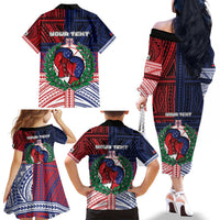 Personalised Samoa Boxing Family Matching Off The Shoulder Long Sleeve Dress and Hawaiian Shirt Samoan Boxer Funny Style DT05 - Polynesian Pride