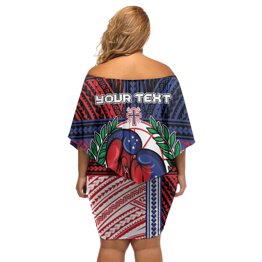 Personalised Samoa Boxing Family Matching Off Shoulder Short Dress and Hawaiian Shirt Samoan Boxer Funny Style DT05 - Polynesian Pride