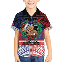 Personalised Samoa Boxing Family Matching Off Shoulder Short Dress and Hawaiian Shirt Samoan Boxer Funny Style DT05 Son's Shirt Red - Polynesian Pride