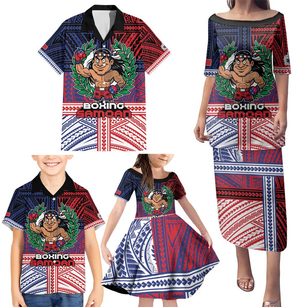 Personalised Samoa Boxing Family Matching Puletasi and Hawaiian Shirt Samoan Boxer Funny Style DT05 - Polynesian Pride