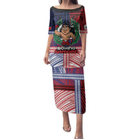 Personalised Samoa Boxing Family Matching Puletasi and Hawaiian Shirt Samoan Boxer Funny Style DT05 Mom's Dress Red - Polynesian Pride