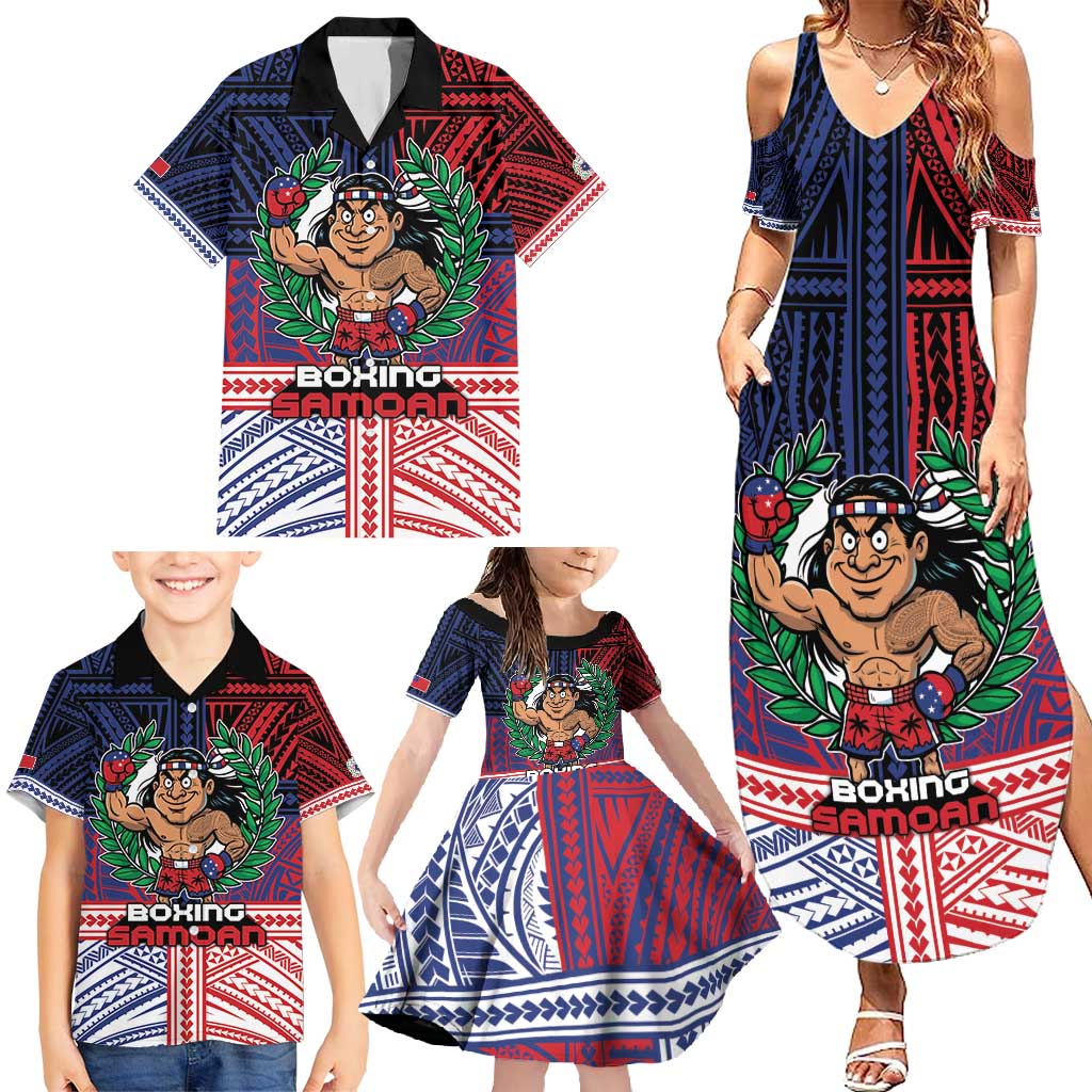 Personalised Samoa Boxing Family Matching Summer Maxi Dress and Hawaiian Shirt Samoan Boxer Funny Style DT05 - Polynesian Pride