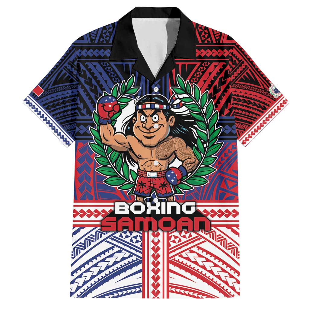 Personalised Samoa Boxing Family Matching Summer Maxi Dress and Hawaiian Shirt Samoan Boxer Funny Style DT05 Dad's Shirt - Short Sleeve Red - Polynesian Pride