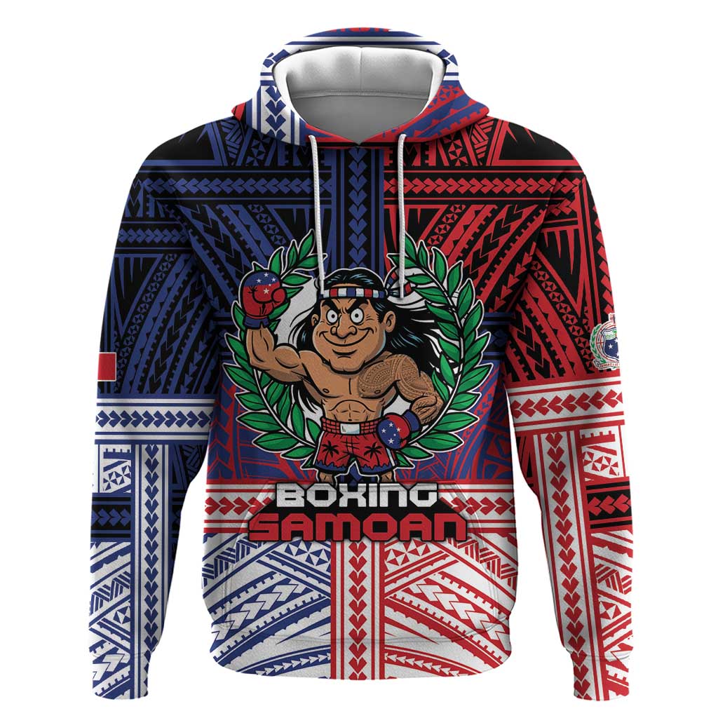Personalised Samoa Boxing Hoodie Samoan Boxer Funny Style DT05 Pullover Hoodie Red - Polynesian Pride