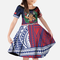 Personalised Samoa Boxing Kid Short Sleeve Dress Samoan Boxer Funny Style - Polynesian Pride