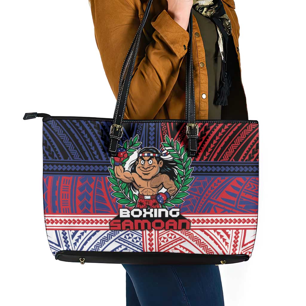 Samoa Boxing Leather Tote Bag Samoan Boxer Funny Style DT05 - Polynesian Pride