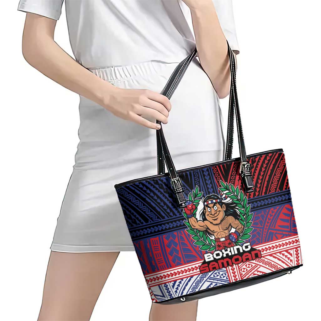 Samoa Boxing Leather Tote Bag Samoan Boxer Funny Style DT05 - Polynesian Pride