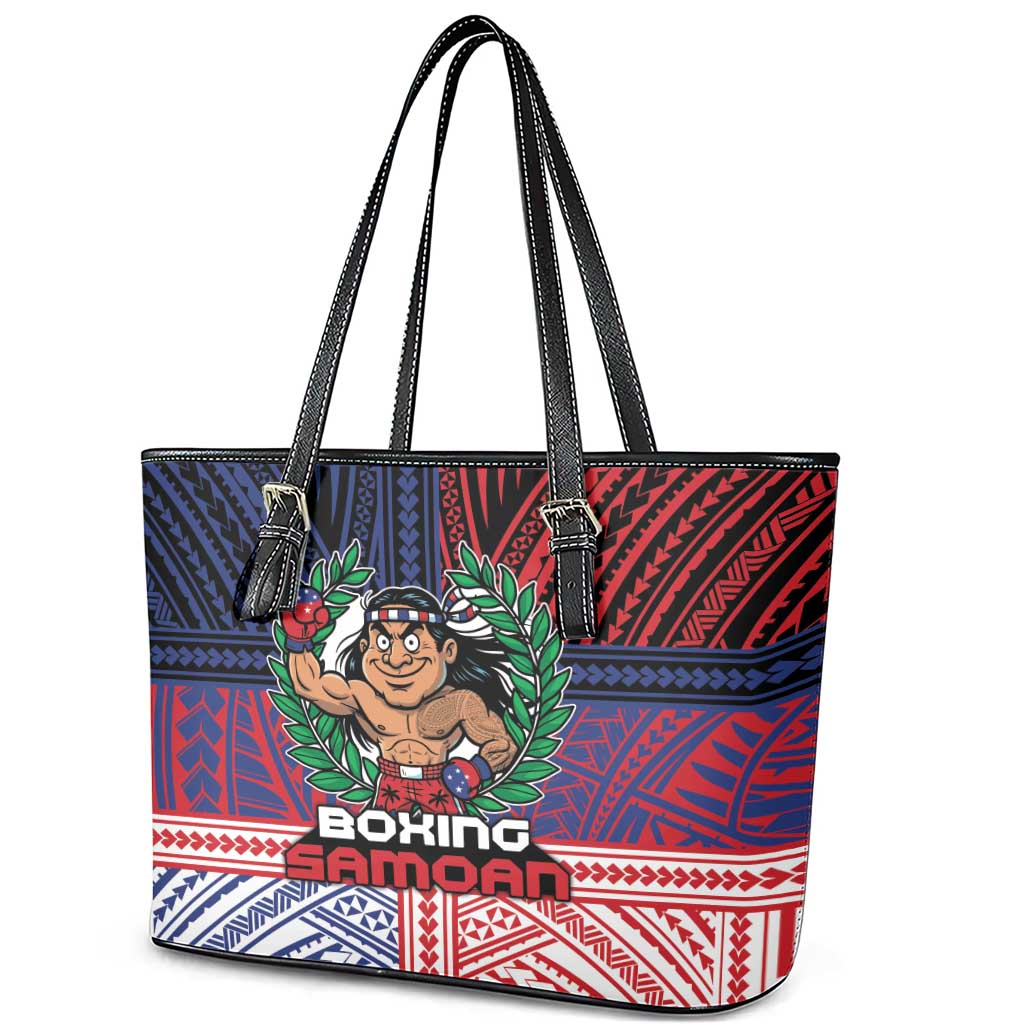 Samoa Boxing Leather Tote Bag Samoan Boxer Funny Style DT05 - Polynesian Pride
