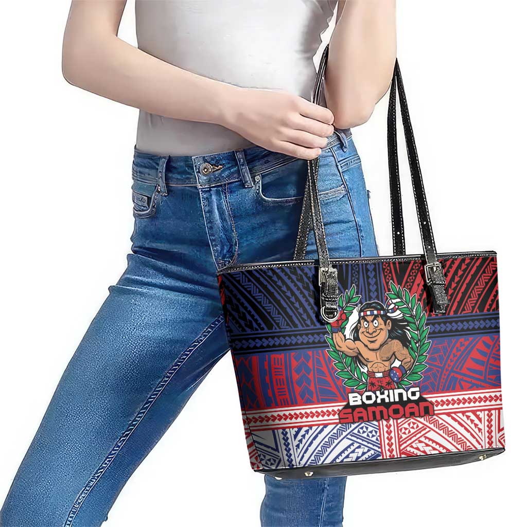 Samoa Boxing Leather Tote Bag Samoan Boxer Funny Style DT05 - Polynesian Pride