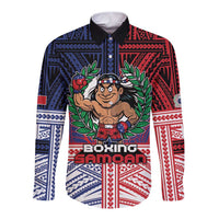 Personalised Samoa Boxing Long Sleeve Button Shirt Samoan Boxer Funny Style - Polynesian Pride