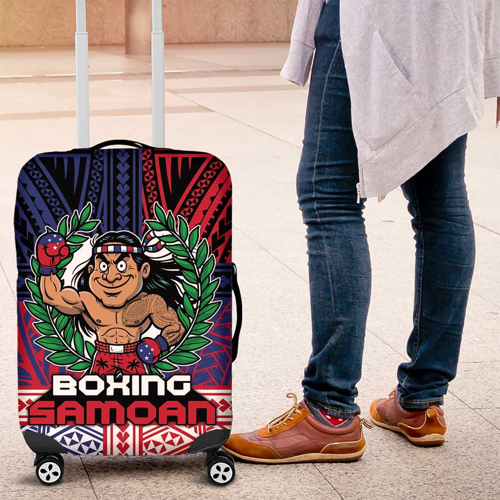 Samoa Boxing Luggage Cover Samoan Boxer Funny Style DT05 Red - Polynesian Pride