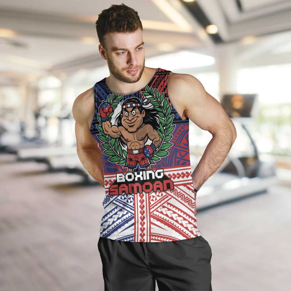 Personalised Samoa Boxing Men Tank Top Samoan Boxer Funny Style DT05 Red - Polynesian Pride