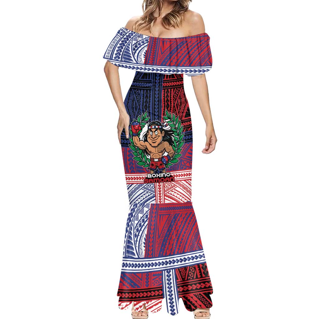 Personalised Samoa Boxing Mermaid Dress Samoan Boxer Funny Style - Polynesian Pride