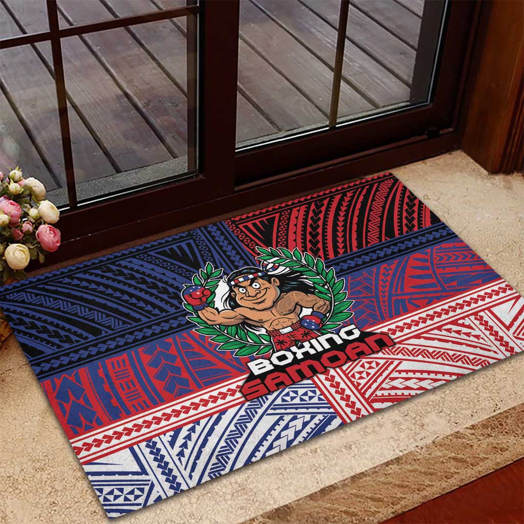 Samoa Boxing Rubber Doormat Samoan Boxer Funny Style - Polynesian Pride