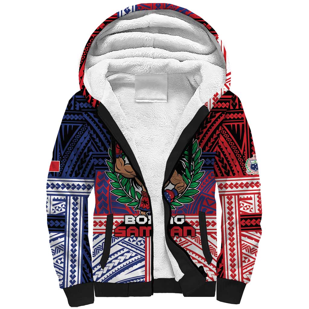Personalised Samoa Boxing Sherpa Hoodie Samoan Boxer Funny Style DT05 Unisex Red - Polynesian Pride