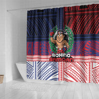 Samoa Boxing Shower Curtain Samoan Boxer Funny Style DT05 - Polynesian Pride