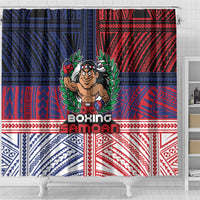 Samoa Boxing Shower Curtain Samoan Boxer Funny Style DT05 - Polynesian Pride