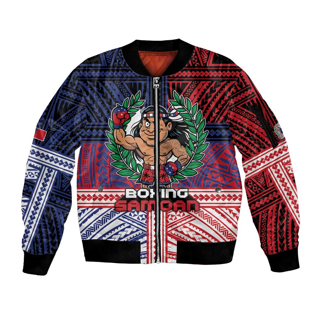 Personalised Samoa Boxing Sleeve Zip Bomber Jacket Samoan Boxer Funny Style DT05 Unisex Red - Polynesian Pride