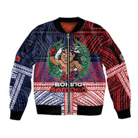 Personalised Samoa Boxing Sleeve Zip Bomber Jacket Samoan Boxer Funny Style DT05 Unisex Red - Polynesian Pride