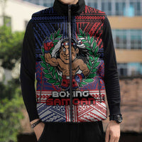 Personalised Samoa Boxing Sleeveless Puffer Jacket Samoan Boxer Funny Style - Polynesian Pride