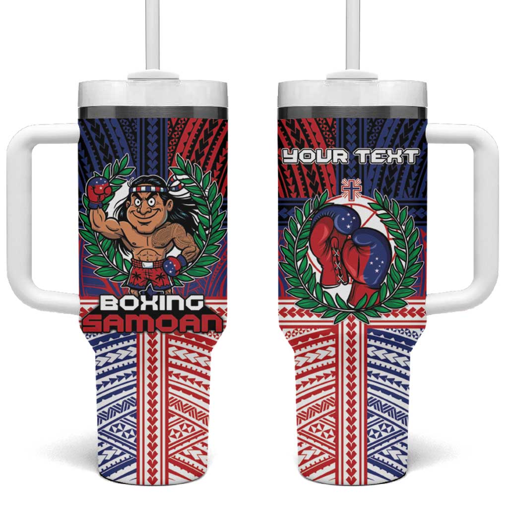 Personalised Samoa Boxing Tumbler With Handle Samoan Boxer Funny Style DT05 One Size: 40 oz Red - Polynesian Pride