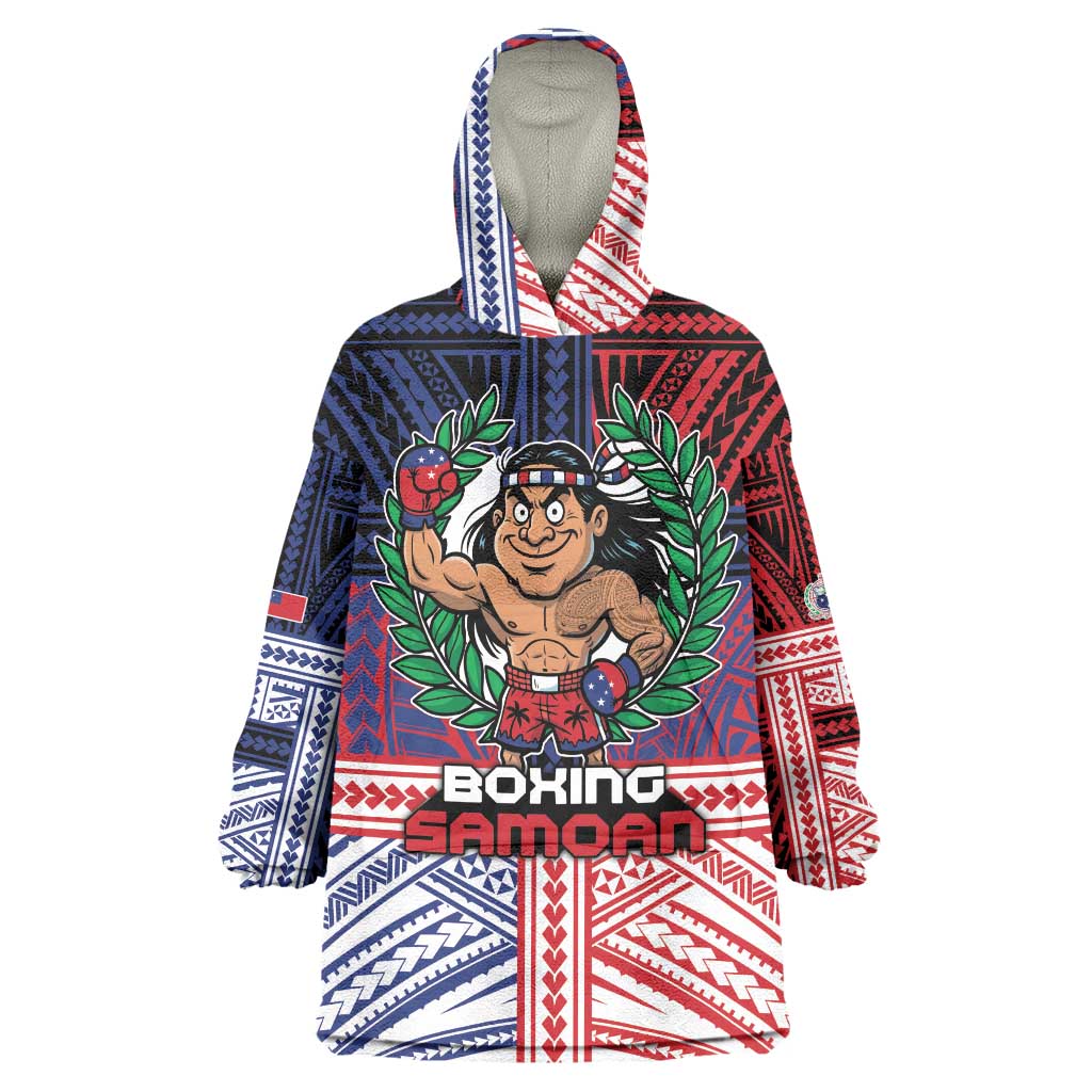 Personalised Samoa Boxing Wearable Blanket Hoodie Samoan Boxer Funny Style - Polynesian Pride