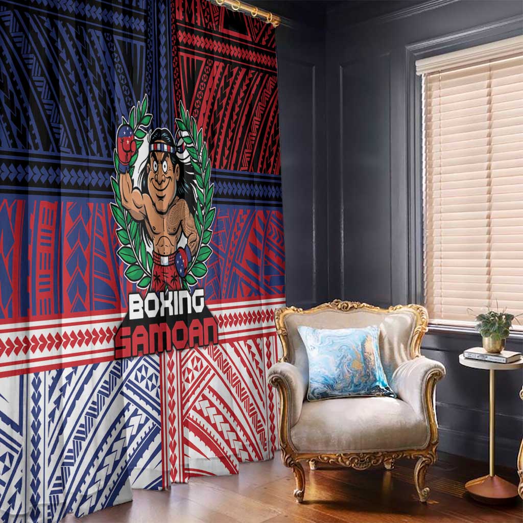 Samoa Boxing Window Curtain Samoan Boxer Funny Style DT05 - Polynesian Pride