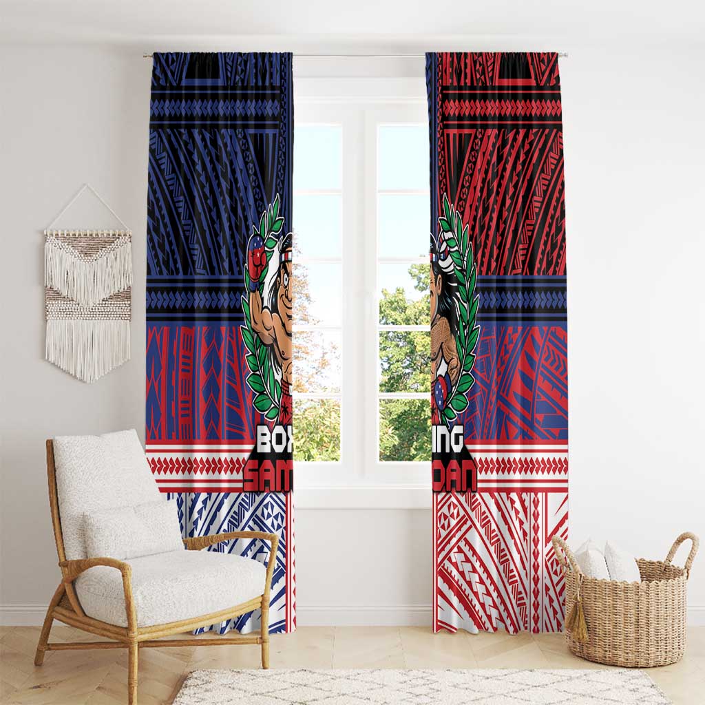 Samoa Boxing Window Curtain Samoan Boxer Funny Style DT05 - Polynesian Pride